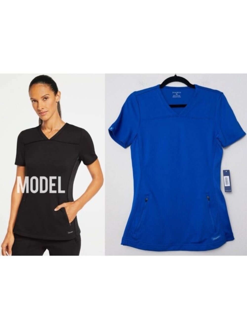 NWT Jaanuu 2 Pocket Side Rib Scrub Top XS Royal Blue Healthcare